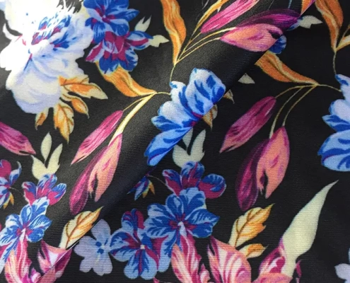 Moisture wicking floral printed polyester lycra fabric