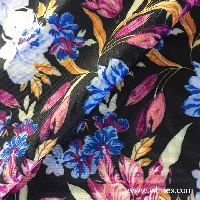 Moisture wicking floral printed polyester lycra fabric