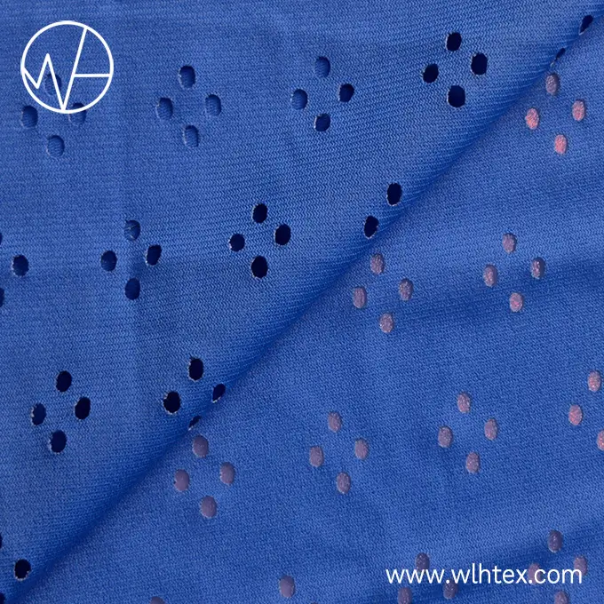 Polyester spandex atlas punch holes mesh fabric